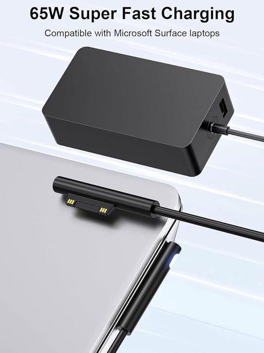 Surface Pro Laptop Charger 65W Compatible with Microsoft Surface Pro 7, 10, 9, 8, 7+, 6, 5, 4, 3, X, Windows Surface Laptop 6, 5, 4, 3, 2, 1, Surface Go Tablet, Surface Book 3, 2, 1, Support 44W, 36W