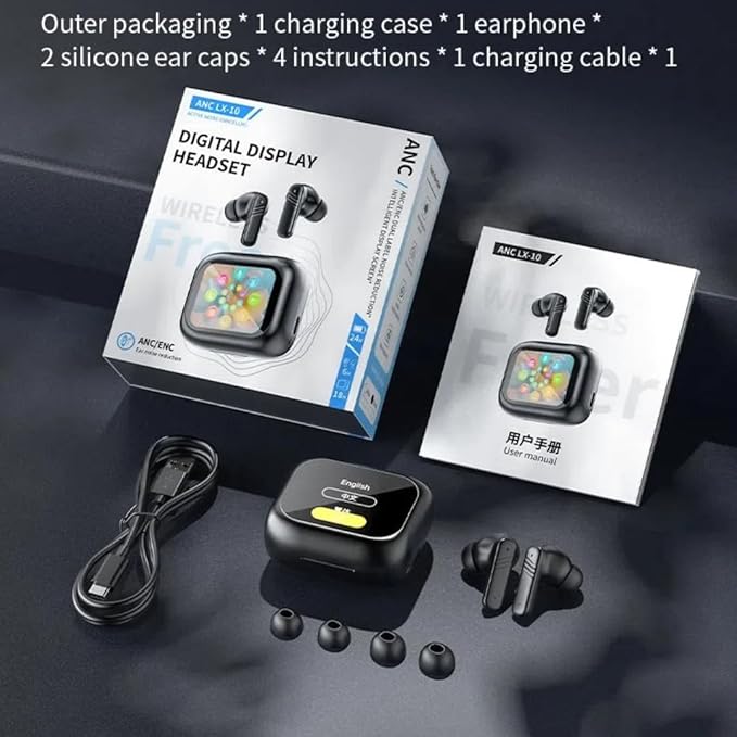 Real Time Translation Earbuds Noise Reduction Full-Color Touch Screen Wireless Bluetooth Earphone