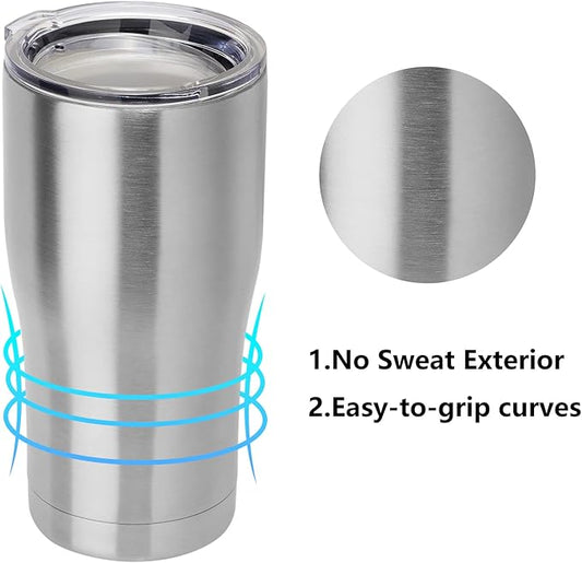 DOMICARE 20oz Tumbler with Lid Stainless Steel Tumblers Bulk, Double Wall Vacuum Insulated Coffee Travel Mug, 8 Count (Pack of 1) Stainless Steel