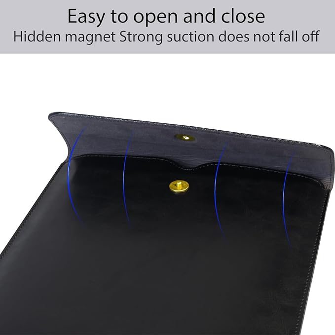 Genuine Leather Laptop Sleeve for MacBook Pro 16 Inch M4 M3 M2 M1 Pro/Max&MacBook Air 15 Inch M4 M3 M2,Durable Waterproof Vertical Laptops Bag for 15-16 Inch Notebook Computer Cover,Black