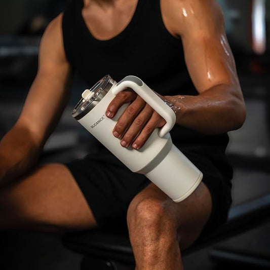 Easy Clean Pro Tumbler - 30 oz Water Bottle with Handle Quick-Disassemble Flip Straw, Leakproof Insulated Stainless Steel,Dishwasher Safe, BPA-Free Gifts for Women & Men