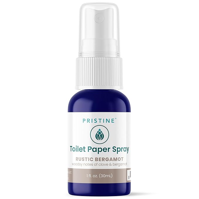 PRISTINE Toilet Paper Spray - As Seen on Shark Tank, More Natural Flushable Wet Wipes Alternative, Spray Toilet Paper to Create Flushable Wipe, Rustic, 1 fl oz Travel Size
