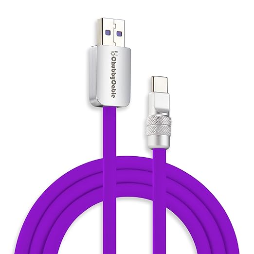 chubbycable Chubby 2.0 Fast Charging Cable Durable Soft Silicone USB C Cable 120W Extra Thick Charger Cord Compatible with iPhone 16/15 Series iPad, Purple, USB-A to Type-C, 6.6 FT