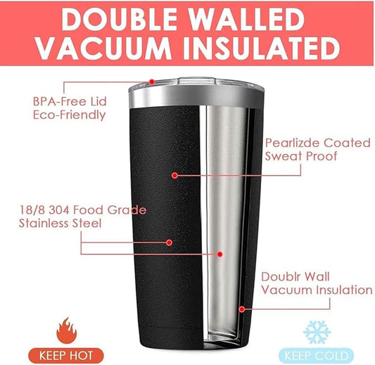 16 Pack 20oz Tumbler Vacuum Insulated Travel Mug with Lids, Stainless Steel Double Wall Bulk Cup for Home, Office, Outdoor Suitable for Vehicle Cup Holders (Assorted Colors