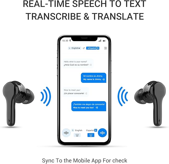 AI Translation Earbuds Real Time M6 Translator Earbuds Support 144 Languages for Android iOS Online|AI|Voice| Photo Translation for Business,Travel & Language Learning M6 Online Black