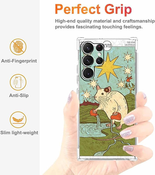 Case for Samsung Galaxy S23 Ultra with Tarot Card Design,Aesthetic Cute Rat Pattern,Trendy Soft TPU Bumper Phone Cover,6.8"(Rat,S23U)