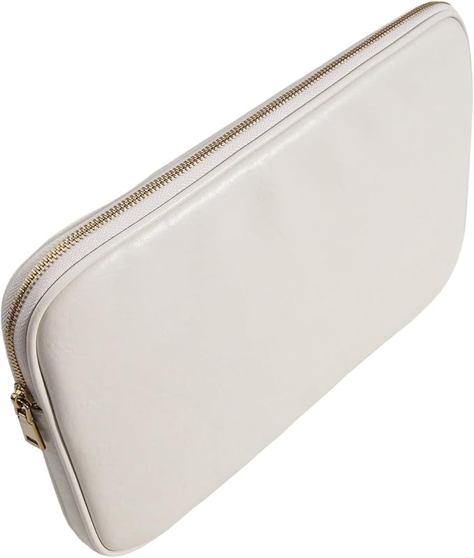 PU Leather Padded Laptop Sleeve 15.3Inch Compatible with MacBook Air 15 A3114 M3 A2941 M2, MacBook Pro 15 Laptop Bag with Charger Pouch Color White