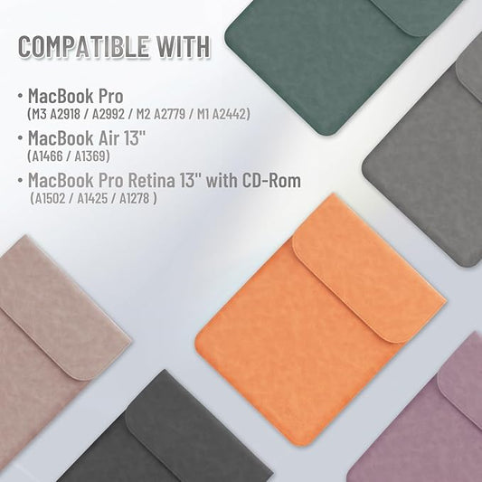 Allinside 13-13.3 inch Laptop Sleeve Case for MacBook Pro 14 2021–2024 (A2918, A2992, A3112, A3401, A3185)/MacBook Air 13 2010-2017/MacBook Pro 13 2010-2015, PU Suede Leather Laptop Case Cover, Gray