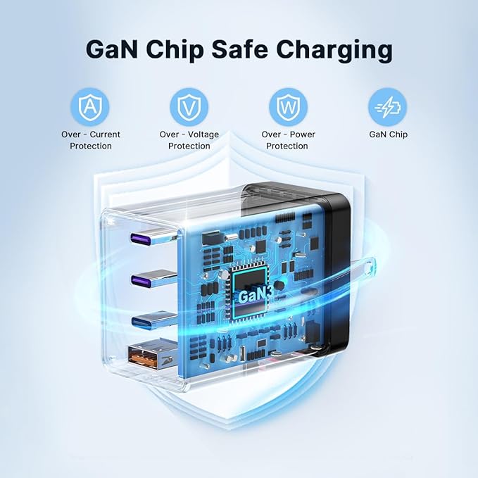 2 Pack 180W USB C Charger Block, Foldable 4-Port GaN Fast Charger, Dual 65W Type C Charging Block, Laptop Fast Charging Adapter for MacBook Pro/Air, iPad, iPhone, Samsung Galaxy Black