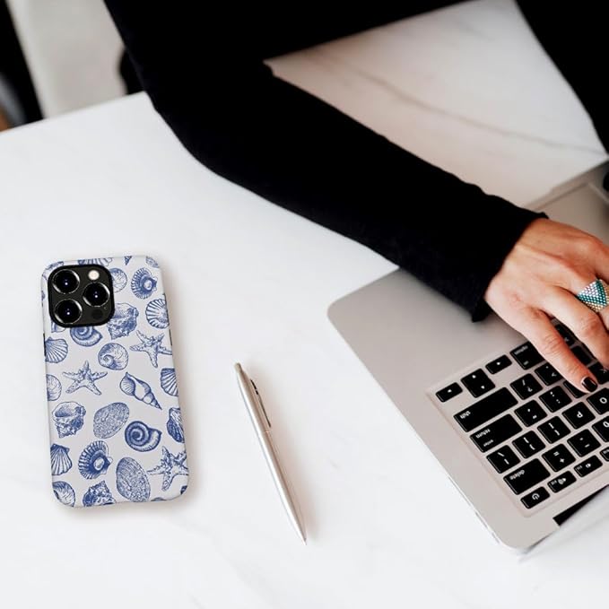 DAIZAG Case Compatible with for iPhone 16 Pro,Cute Blue Seashell Phone Case for iPhone 16 Pro for Girl Women Boy Men