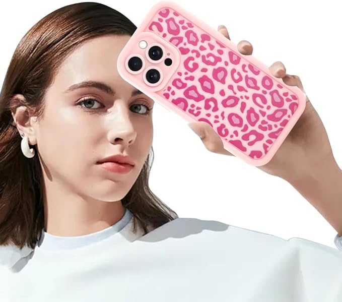 KANGHAR Case for iPhone 15 Pro Max Leopard Printed Pattern Cute Cheetah Phone Case Soft TPU Shockproof Protective Cover for iPhone 15 Pro Max 6.7 Inch Pink