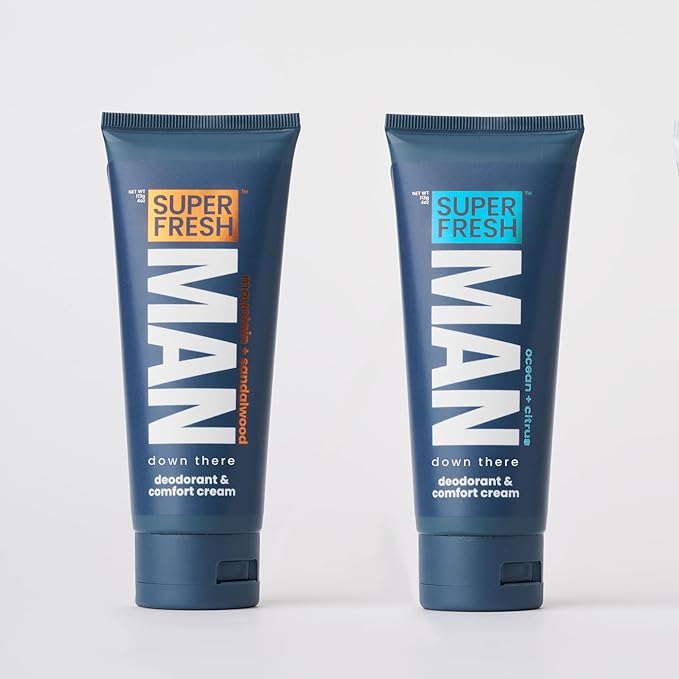 Super Fresh Ball Deodorant Lotion for Men Groin Butt and Body Hygiene Cream Controls Odor Prevents Chafing Aluminum Free Daily Freshness and Comfort Powder Lotion Formula in Convenient 4 oz Tube