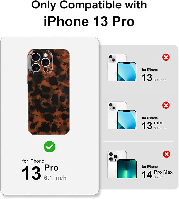 Phone Case for iPhone 13 Pro Case Lightweight Tortoiseshell TPU Slim Phone Cover for Women Girls Grily Brown Shockproof Phone Cover for iPhone 13 Pro, Tortoise Print