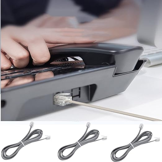 LanSenSu Telephone landline Extension Cord Cable Cord with Standard RJ-11 6P4C Plug (6Ft-3Pack-Silver, Silver)