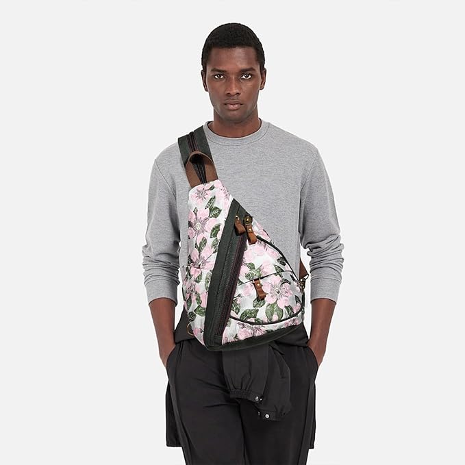 KL928 Canvas Sling Bag - Small Crossbody Backpack Shoulder Casual Daypack Rucksack for Men Women(Large Version)