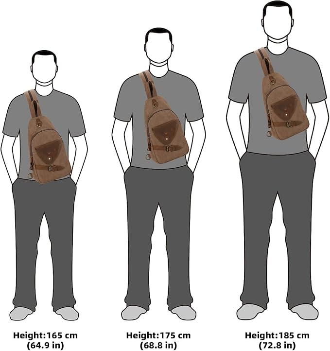 KL928 Canvas Sling Bag Crossbody Backpack Shoulder Casual Rucksack for Men Women,Brown