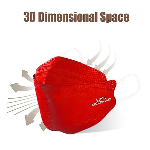 akgk KN95 Face Masks 50 Pack, 5-Ply Disposable Red Face Mask Against PM 2.5 Smoke & Dust, Filtration Efficiency 95%