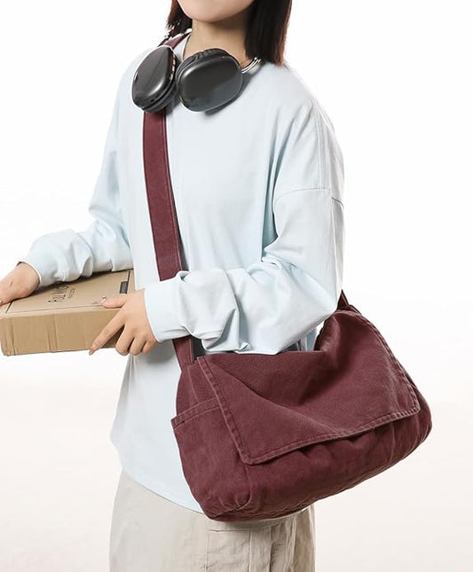 Collsants Messenger Bag for Women Men Satchel Bag Canvas Crossbody Shoulder Bag Casual Sling Bag