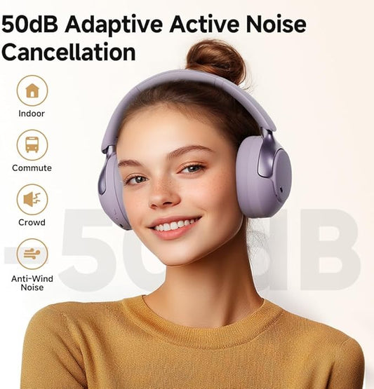 QCY H3 PRO Adaptive ANC Wireless Headphones Over Ear, 50dB Active Noise Cancellation with Multiple Modes, LDAC Hi-Res Wireless Audio, 55H Playtime, Custom EQ via App, Bluetooth 5.4