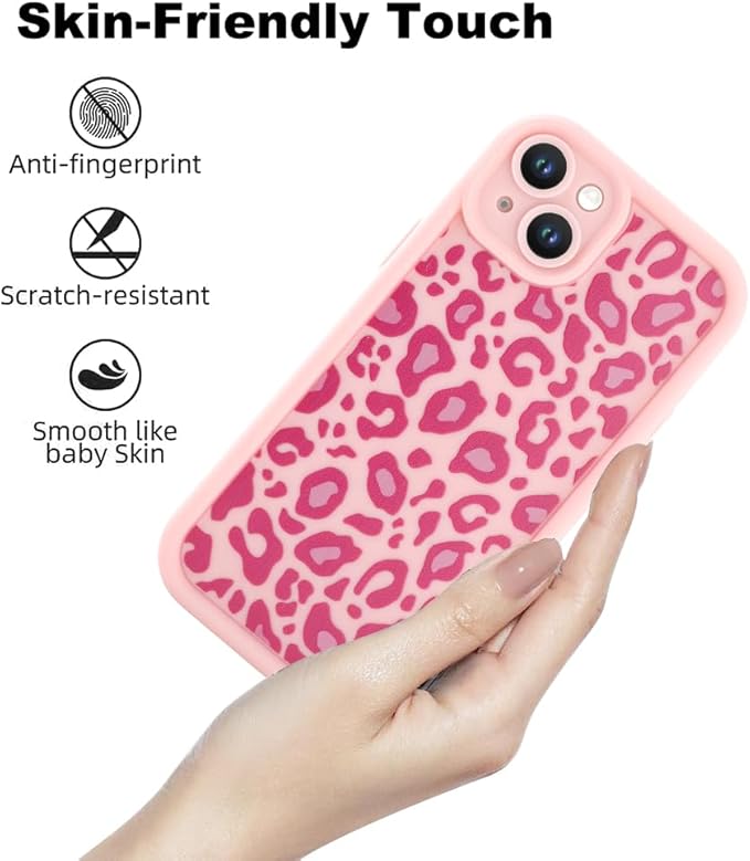 KANGHAR Case for iPhone 13 Leopard Printed Pattern Cute Cheetah Phone Case Soft TPU Shockproof Protective Cover for iPhone 13 6.1 Inch Pink