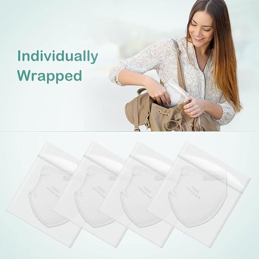 Adjustable KN95 Masks, 5-Layer Disposable Respirator Masks with Adjustable Ear Loops, Individually Wrapped