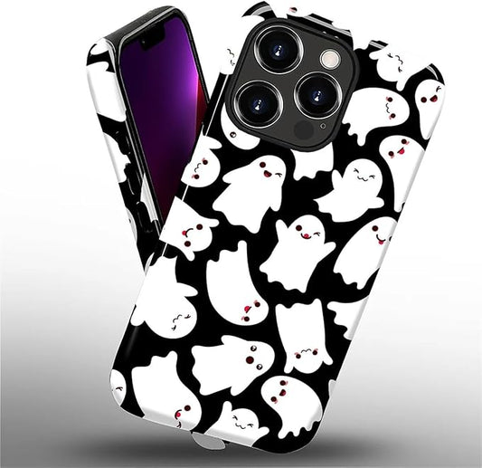 Case for iPhone 13 Pro Max Case,Halloween Ghosts Bats Design - Hybrid Dual Protection Silicone + Hard PC Shockproof Full Body Cover Slim Anti-Scratch Protective Case for Men Women
