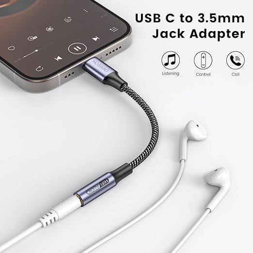 MOSWAG USB Type C to 3.5mm Headphone Jack Adapter, Audio Adapter USB C to Aux Dongle Cable Cord for Samsung Galaxy S23 S22 S21 S20 Ultra S20+ Note 20 10 S10 S9 Plus,Pixel 7 6 5 4 and More