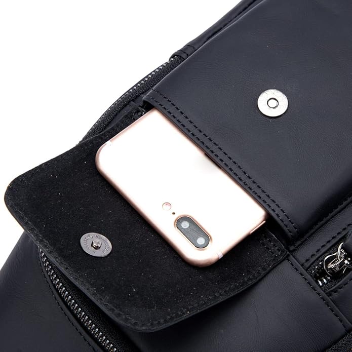 KPYWZER Vintage Leather Sling Bag Backpack for Men Crossbody Shoulder Chest Day Pack Backpacks