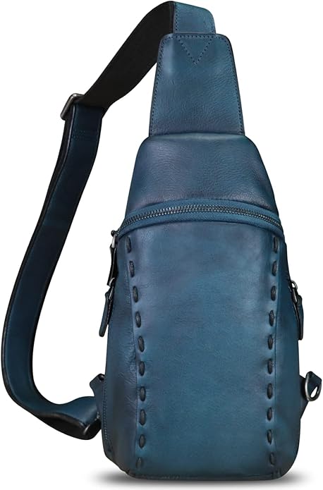 LRTO Genuine Leather Silng Bag for Women and Men Vintage Real Leather Sling Backpack Shoulder Crossbody Bag Chest Purse