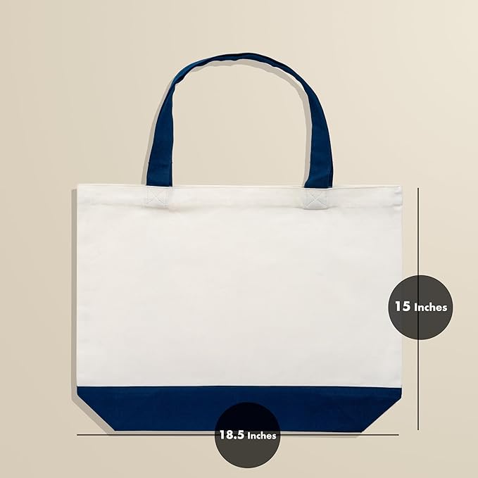 Carrywell |Not Made in China| 6 Pack Cotton Tote Bags, Reusable Grocery Shopping Bag, Durable 13oz Organic Cloth w/Handles