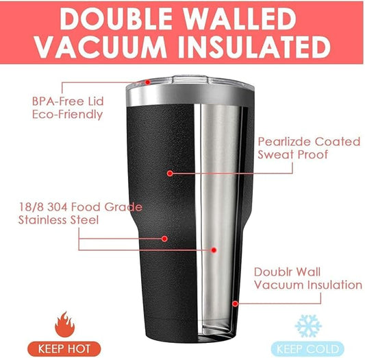 30oz Stainless Steel Travel Mug with Lid, 8 Pack Double Wall Vacuum Insulated Bulk Tumbler, Powder Coated Coffee Cup Suitable for Vehicle Cup Holders(White)