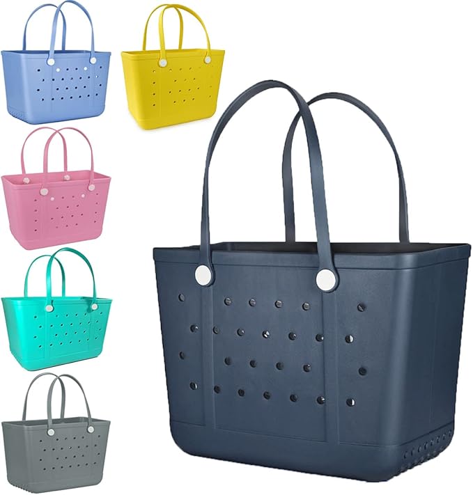 Beach Bag X Large Rubber Tote Bag, Waterproof Washable Open for Women Croc Bag Hand Bag for Beach Pool Yoga