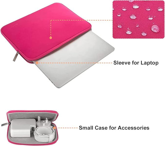 MOSISO Laptop Case 13.3 inch, 13-13.3 inch Laptop Sleeve Bag Compatible with MacBook Air/Pro 13 / Pro 14, HP Dell ASUS Lenovo Notebook, Neoprene Computer Sleeve Bag with Small Case, Rose Red