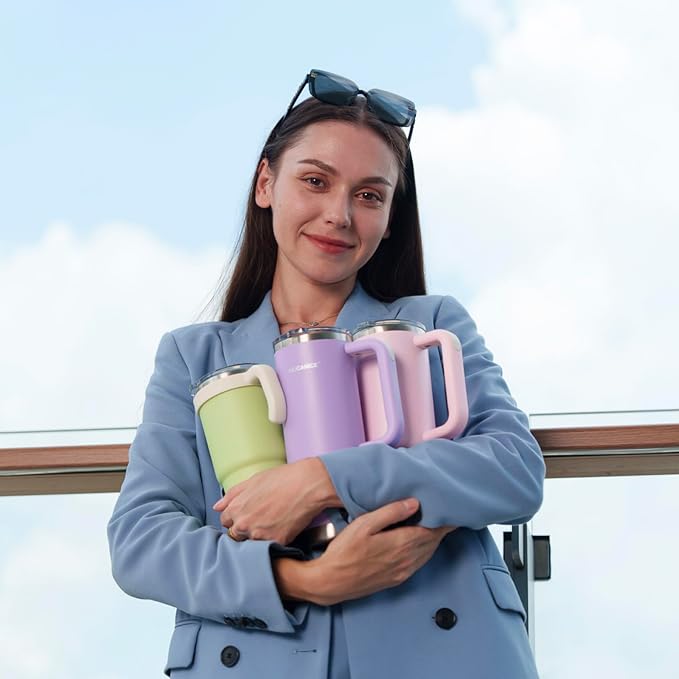 Easy Clean Pro Tumbler - 30 oz Water Bottle with Handle Quick-Disassemble Flip Straw, Leakproof Insulated Stainless Steel,Dishwasher Safe, BPA-Free Gifts for Women & Men