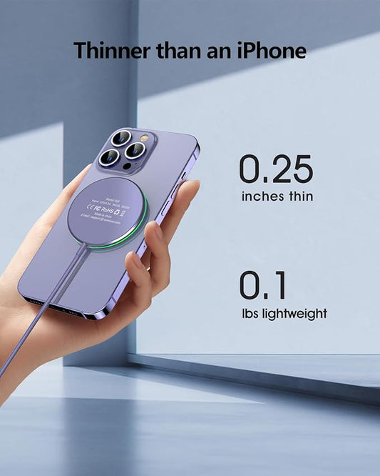 2 Pack Magnetic Wireless Charger 15W Apple Mag-Safe Charger with 20W Adapter for iPhone 15/14/13/12 Pro/Max/Plus/Mini and AirPods 3/2/Pro 2/Pro Mag Safe Wireless Charging Pad with 5ft Charging Cable