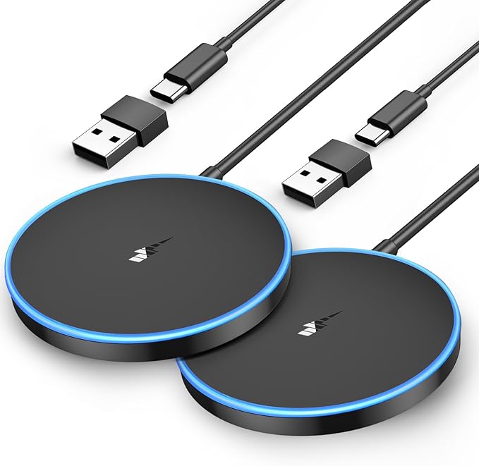 2 Pack Magnetic Wireless Charger 15w Apple Mag-Safe Charger for iPhone 16 Pro Max/16 Pro/16/16 Plus/15/14/13/12 Series AirPods 3/2/Pro/Pro 2 LED Magnet Charging Pad with Dual Charging Ports