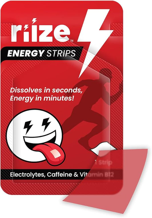 Riize Energy Strips, Fast Acting with 50mg Caffeine, L-Theanine, Vitamin B12, Electrolytes, Natural Flavors, Vegan, Instant Boost Oral Supplement (30 Count Pack)