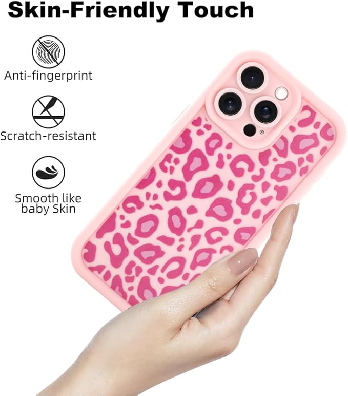 KANGHAR Case for iPhone 15 Pro Max Leopard Printed Pattern Cute Cheetah Phone Case Soft TPU Shockproof Protective Cover for iPhone 15 Pro Max 6.7 Inch Pink
