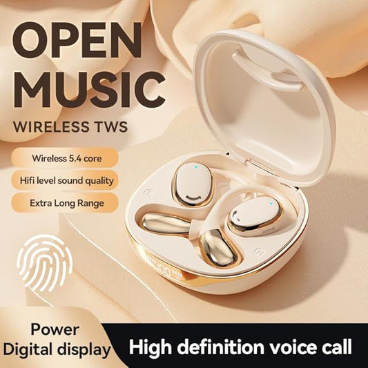 AI Translation Bluetooth On-Ear Headphones, LED Display, Noise-canceling Sports Headphones, AI OWS Earbuds Earring Style