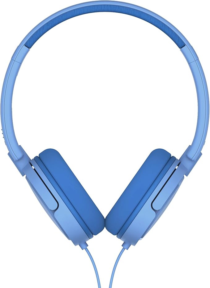 Philips K2019 Wired Headphones for School, Kids Headphones with Cord, Durable and Foldable, Safe Volume Limited, Ultra Lightweight, Built-in Microphone, On-Ear Girls Boys Toddler Headphone, Blue