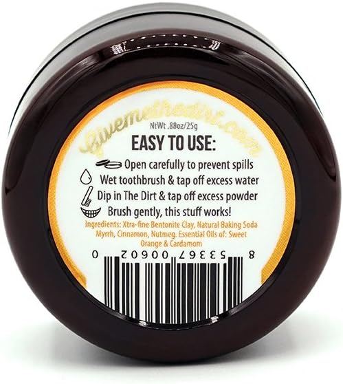 The Dirt - Remineralizing Tooth Powder, Natural Fluoride-Free Teeth Whitening Powder with Hydroxyapatite, Flouride & Gluten Free, Organic Vegan (Sweet Spice, 25g: 3 Month Supply)