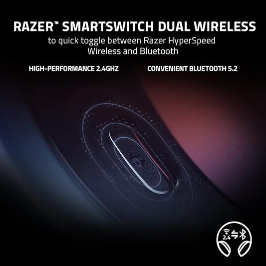 Razer Barracuda Wireless Gaming & Mobile Headset (PC, Playstation, Switch, Android, iOS): 2.4GHz Wireless + Bluetooth - Integrated Noise-Cancelling Mic - 50mm Drivers - 40 Hr Battery - Black (Renewed)