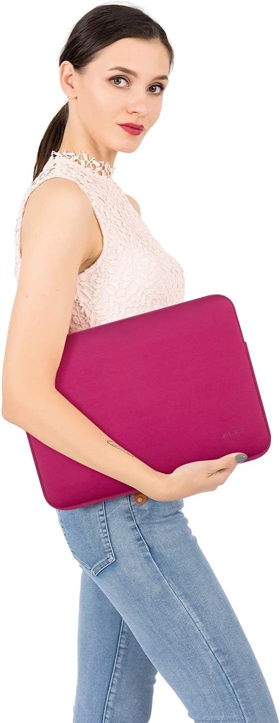 MOSISO Laptop Case 13.3 inch, 13-13.3 inch Laptop Sleeve Bag Compatible with MacBook Air/Pro 13 / Pro 14, HP Dell ASUS Lenovo Notebook, Neoprene Computer Sleeve Bag with Small Case, Rose Red
