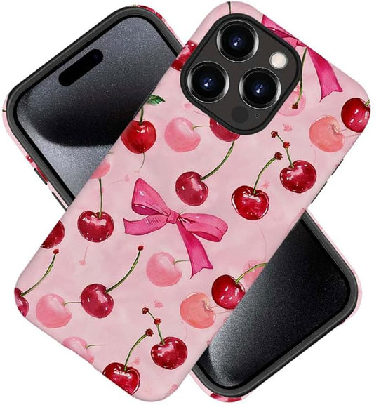 DAIZAG Case Compatible with for iPhone 12 Pro,Cherry Pink Bow Ribbon Phone Case for iPhone 12 Pro for Girl Women Boy Men