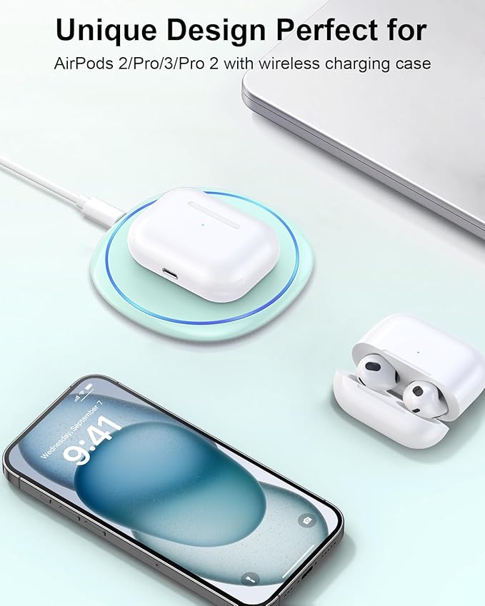 Wireless Charger Pad - NANAMI Wireless Charging Pad Compatible with iPhone 17/16/15/14/13/12 Pro/12 Plus, Qi Charging Dock for Samsung Galaxy S25/S24/S23/S22/S21/S20, Phone Charger for Airpods 3/2/Pro