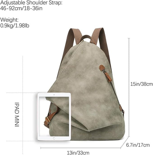 KL928 PU Leather Vintage Backpack – Large Casual Daypack Outdoor Travel Rucksack Hiking Backpacks for Men Women