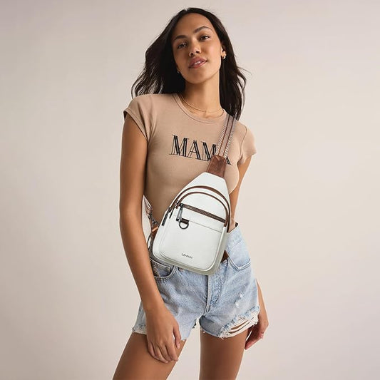 7L Sling Bag for Women Men Vegan Leather Crossbody Bags Fanny Pack Purse Backpack Over Shoulder Bag Travel Anti Theft