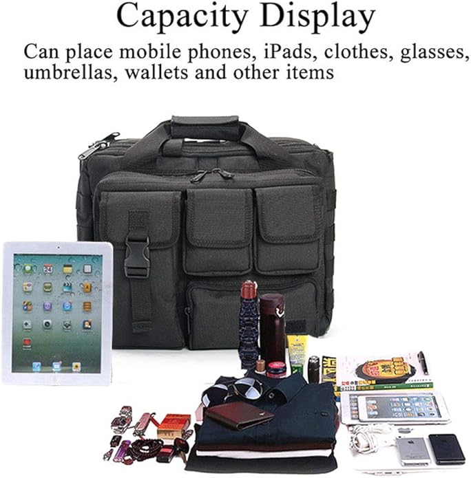 Tactical Briefcase, tactical computer bag 14.1" 15.6 In Men's Military Laptop Messenger Multifunction Briefcase for Men
