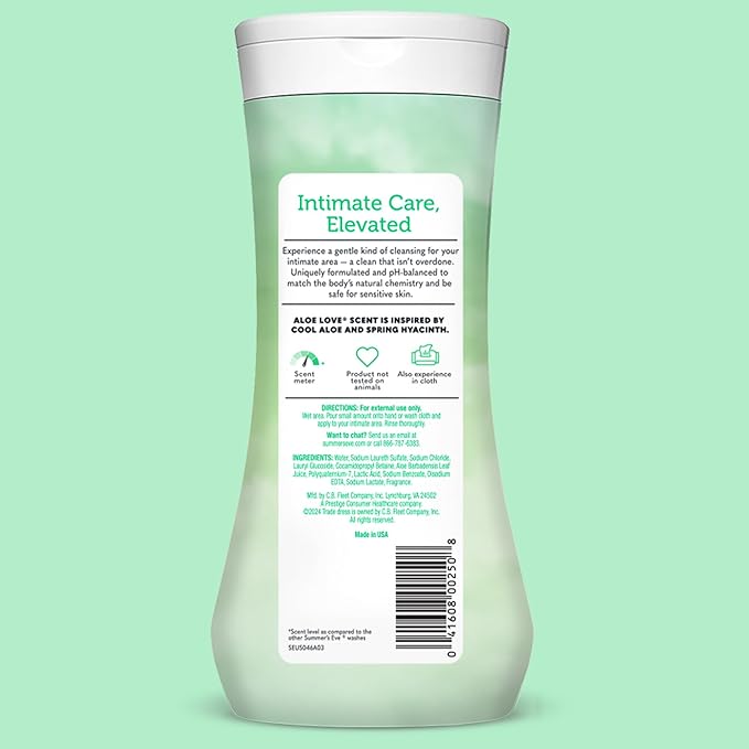 Summer's Eve Aloe Love All-Over Daily Feminine Wash, Gentle pH-Balanced Body Wash for Women Removes Vaginal Odor, 15 Fl Oz, Pack of 3