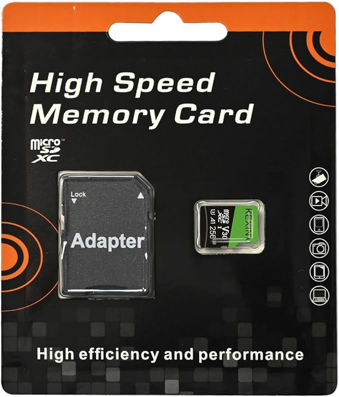 KEXIN 256GB Micro SD Card with SD Adapter microSDXC Memory Card UHS-I A1 V30 U3 Micro SD Card Full HD High Speed TF Card for Smartphone Tablet Action Camera Dash Cam Drone Game Console